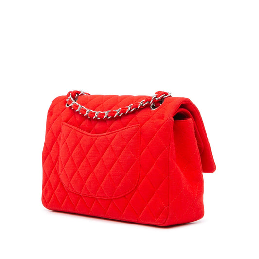 Red Chanel Medium Classic Jersey Double Flap Shoulder Bag