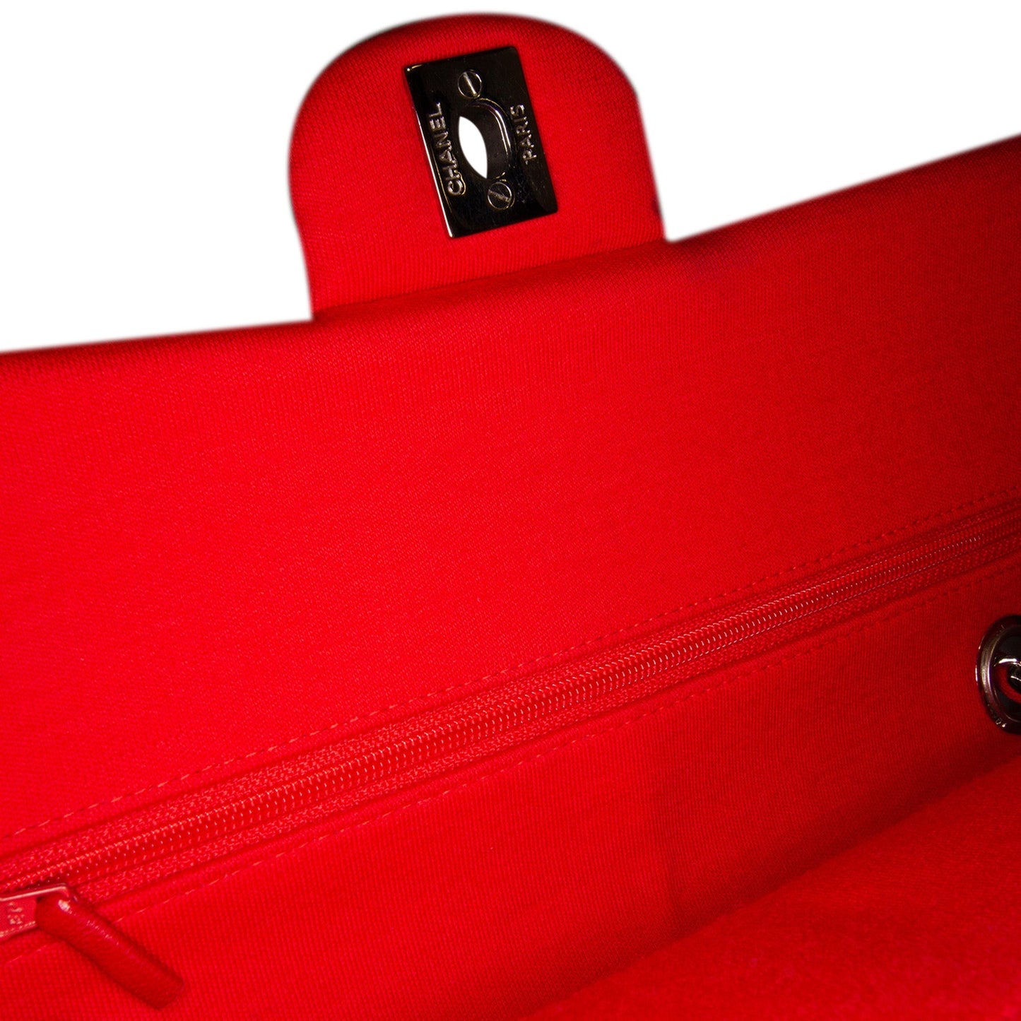 Red Chanel Medium Classic Jersey Double Flap Shoulder Bag