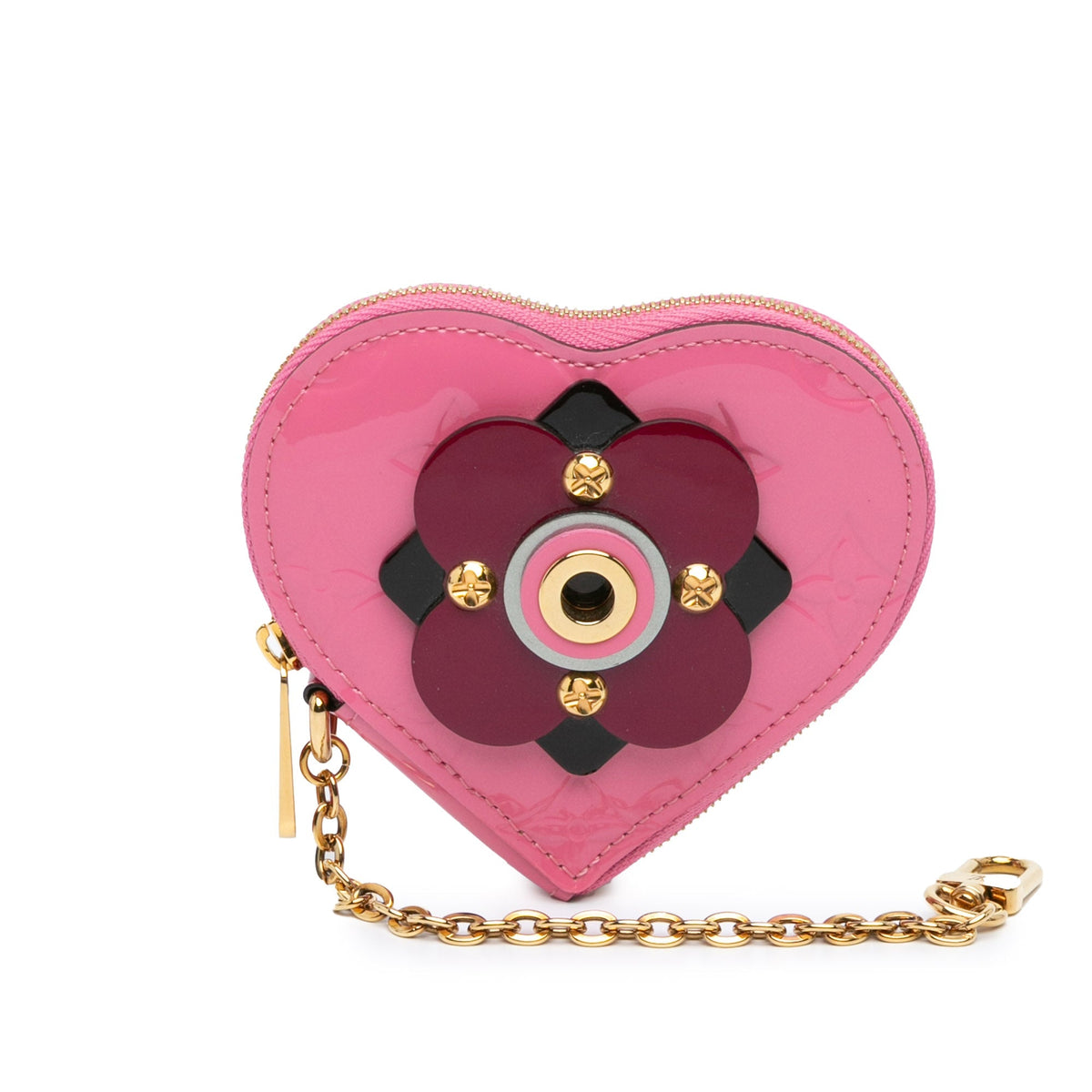Pink Louis Vuitton Monogram Vernis Heart Coin Pouch