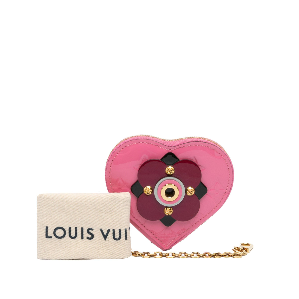 Pink Louis Vuitton Monogram Vernis Heart Coin Pouch