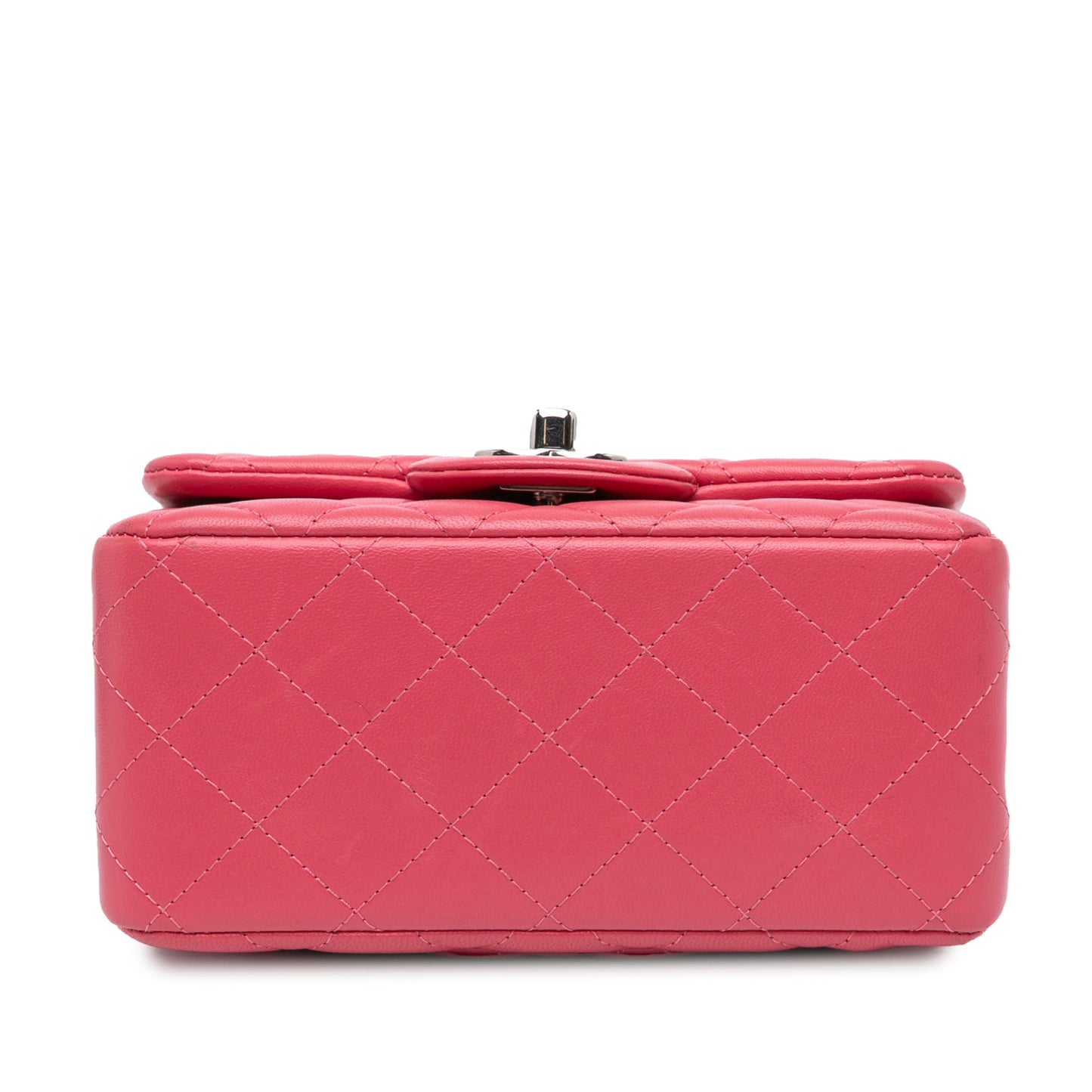 Pink Chanel Mini Square Classic Lambskin Single Flap Crossbody Bag