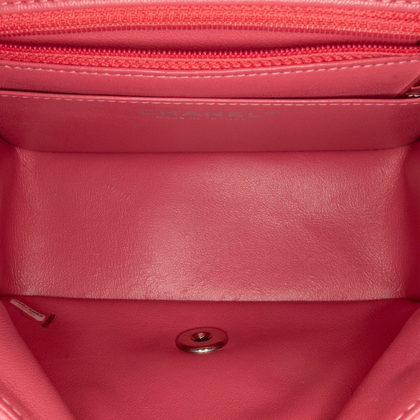 Pink Chanel Mini Square Classic Lambskin Single Flap Crossbody Bag