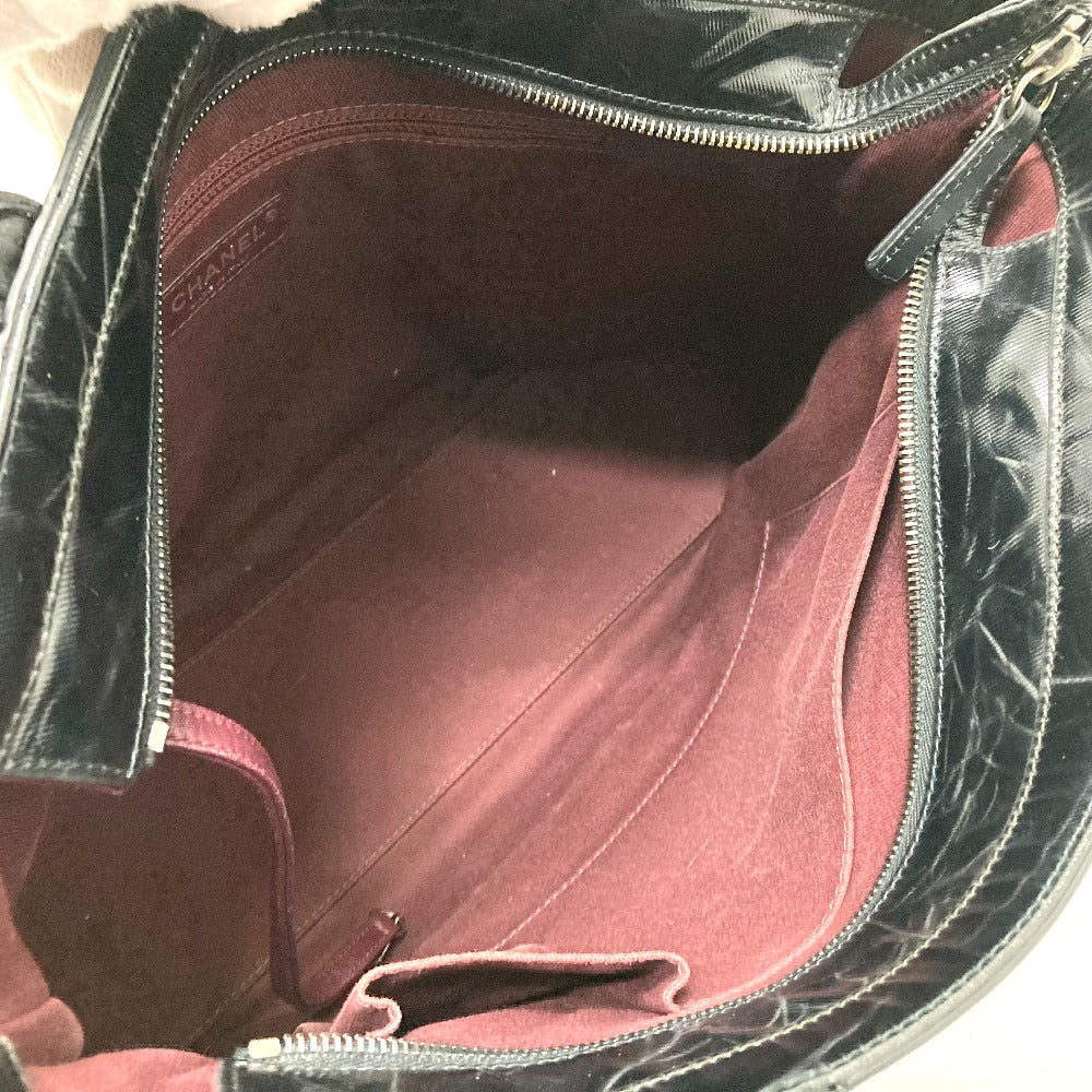 CHANEL Tote Bag Bag Shoulder Semi-Shoulder CC COCO Mark charm Matrasse Enamel / leather black Women Used