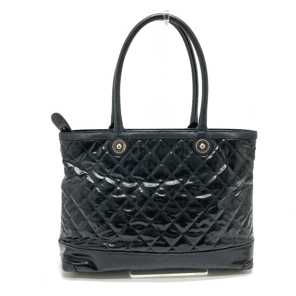 CHANEL Tote Bag Bag Shoulder Semi-Shoulder CC COCO Mark charm Matrasse Enamel / leather black Women Used