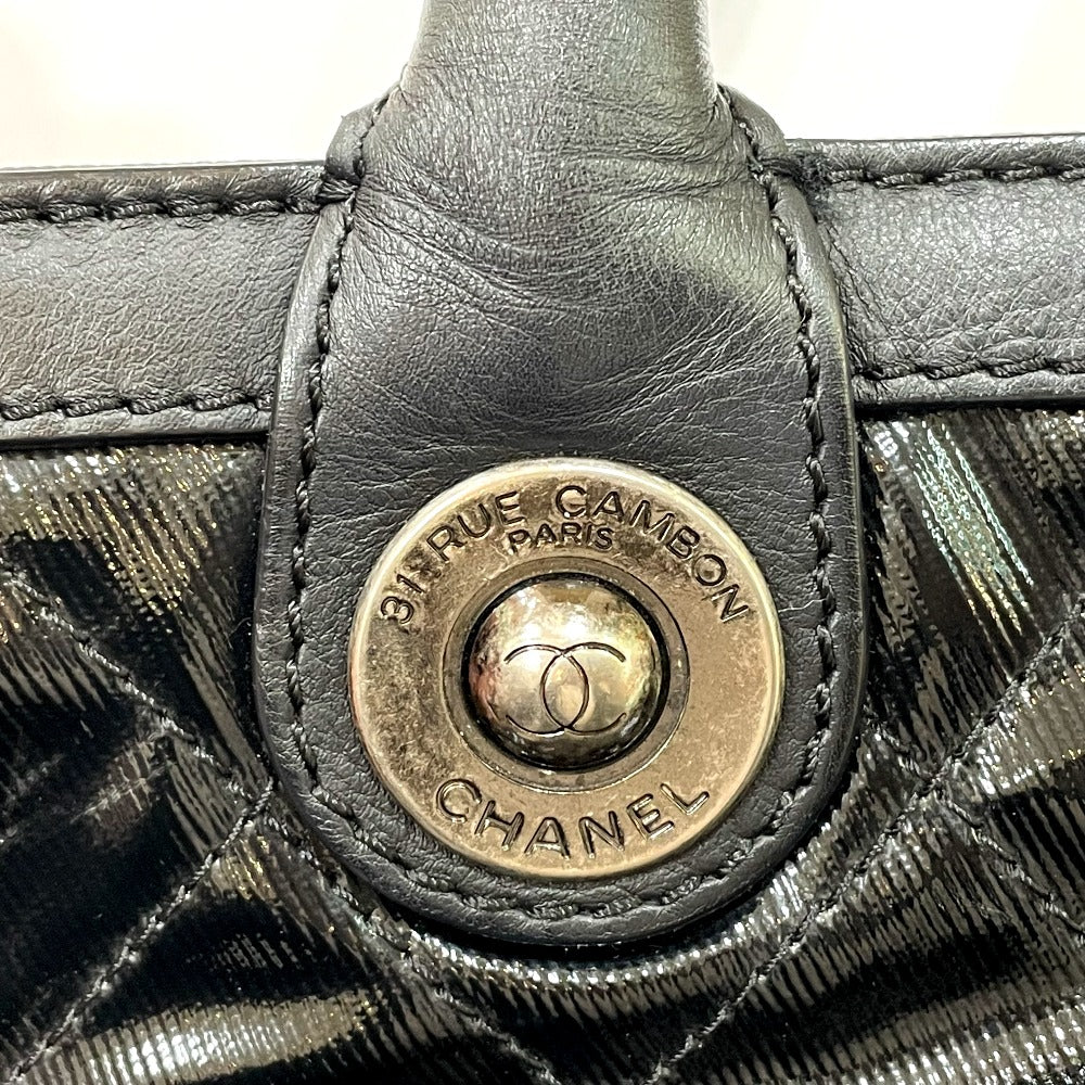 CHANEL Tote Bag Bag Shoulder Semi-Shoulder CC COCO Mark charm Matrasse Enamel / leather black Women Used