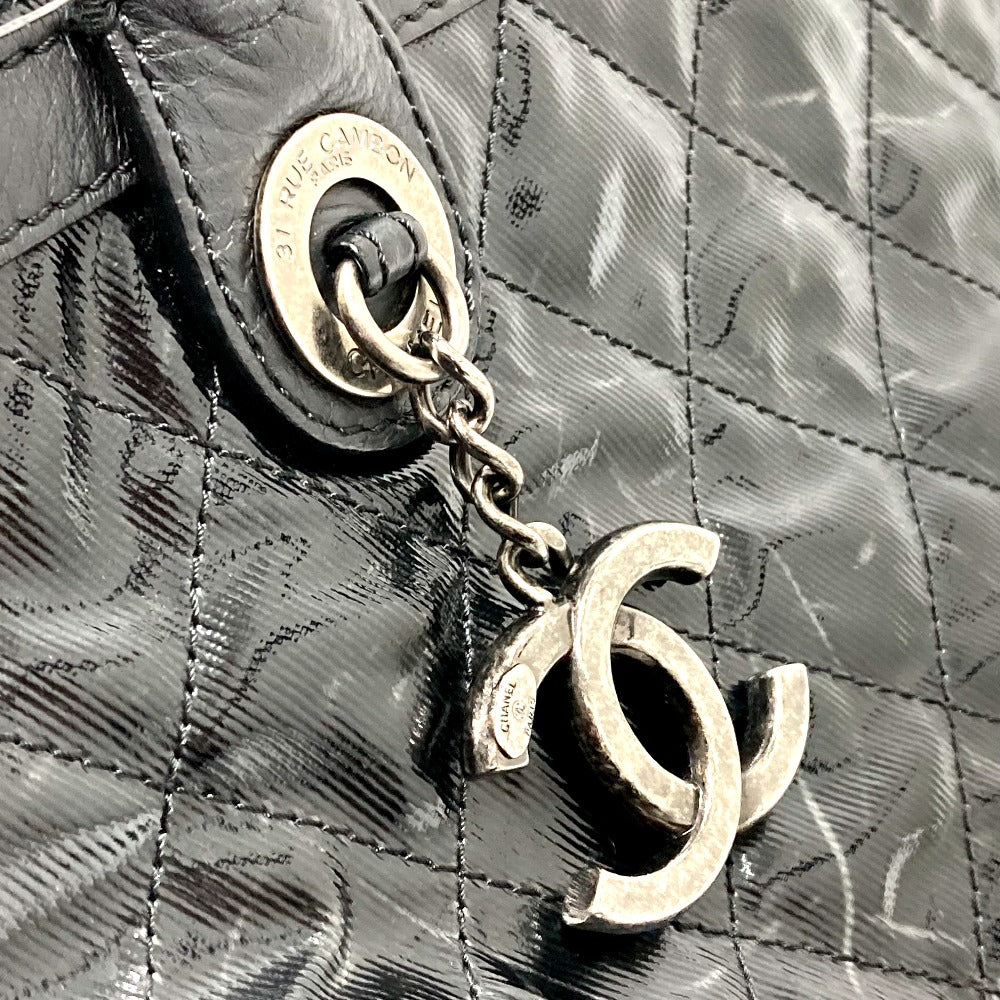 CHANEL Tote Bag Bag Shoulder Semi-Shoulder CC COCO Mark charm Matrasse Enamel / leather black Women Used