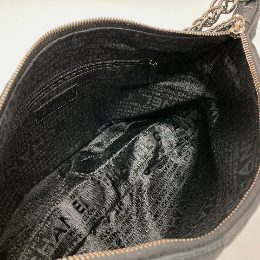CHANEL Shoulder Bag Leather nylon black CCCOCO Mark Chocolate bar Women Used