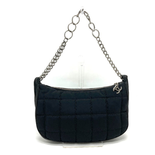 CHANEL Shoulder Bag Leather nylon black CCCOCO Mark Chocolate bar Women Used