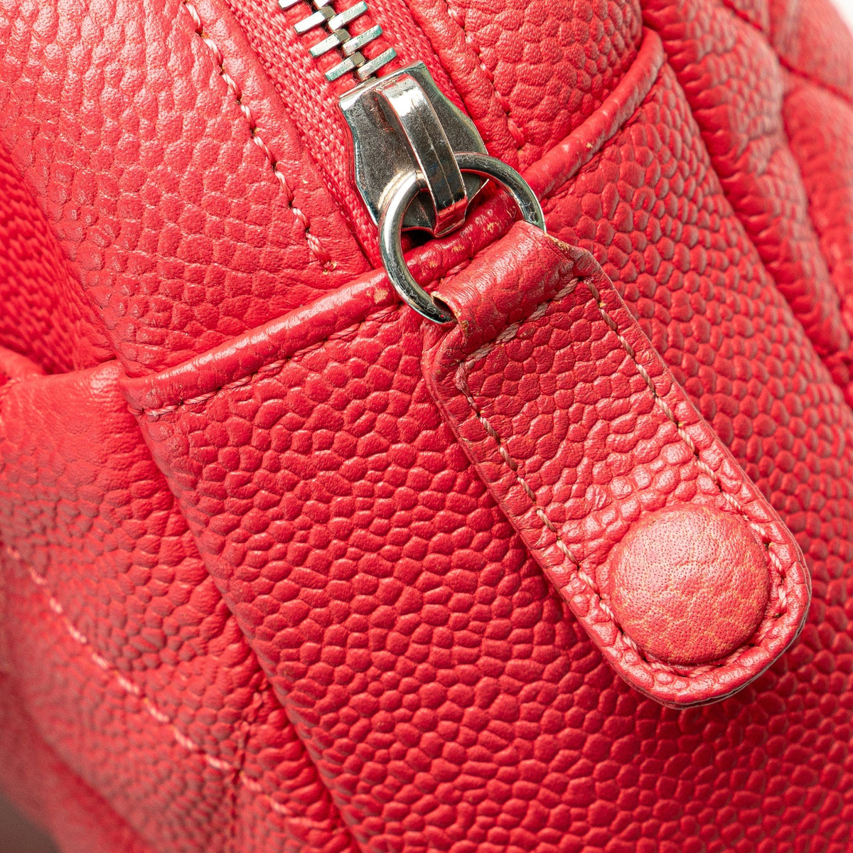 Red Chanel Jumbo Caviar Easy Flap Bag
