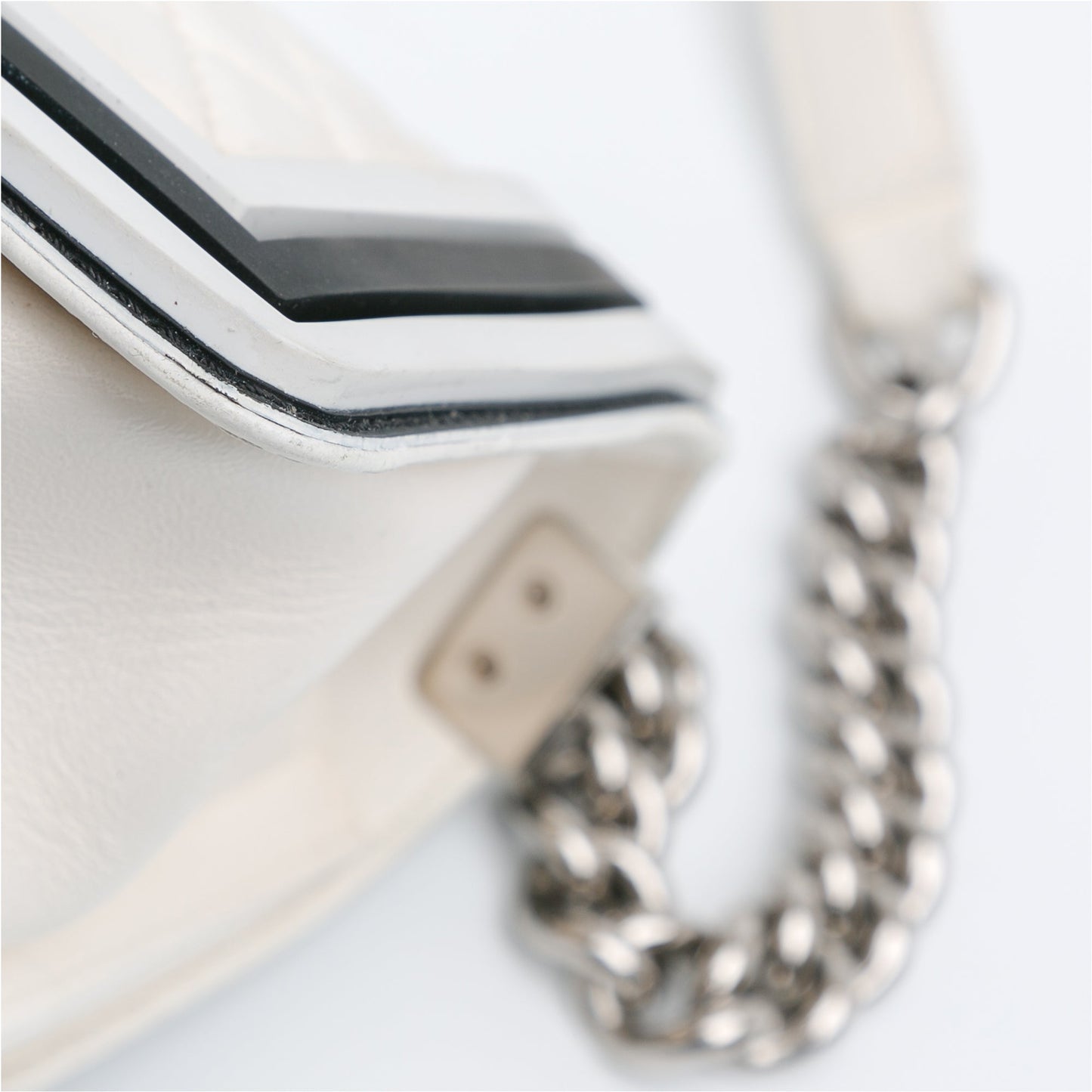White Chanel Medium Bicolor Lambskin and Rubber Boy Flap Shoulder Bag