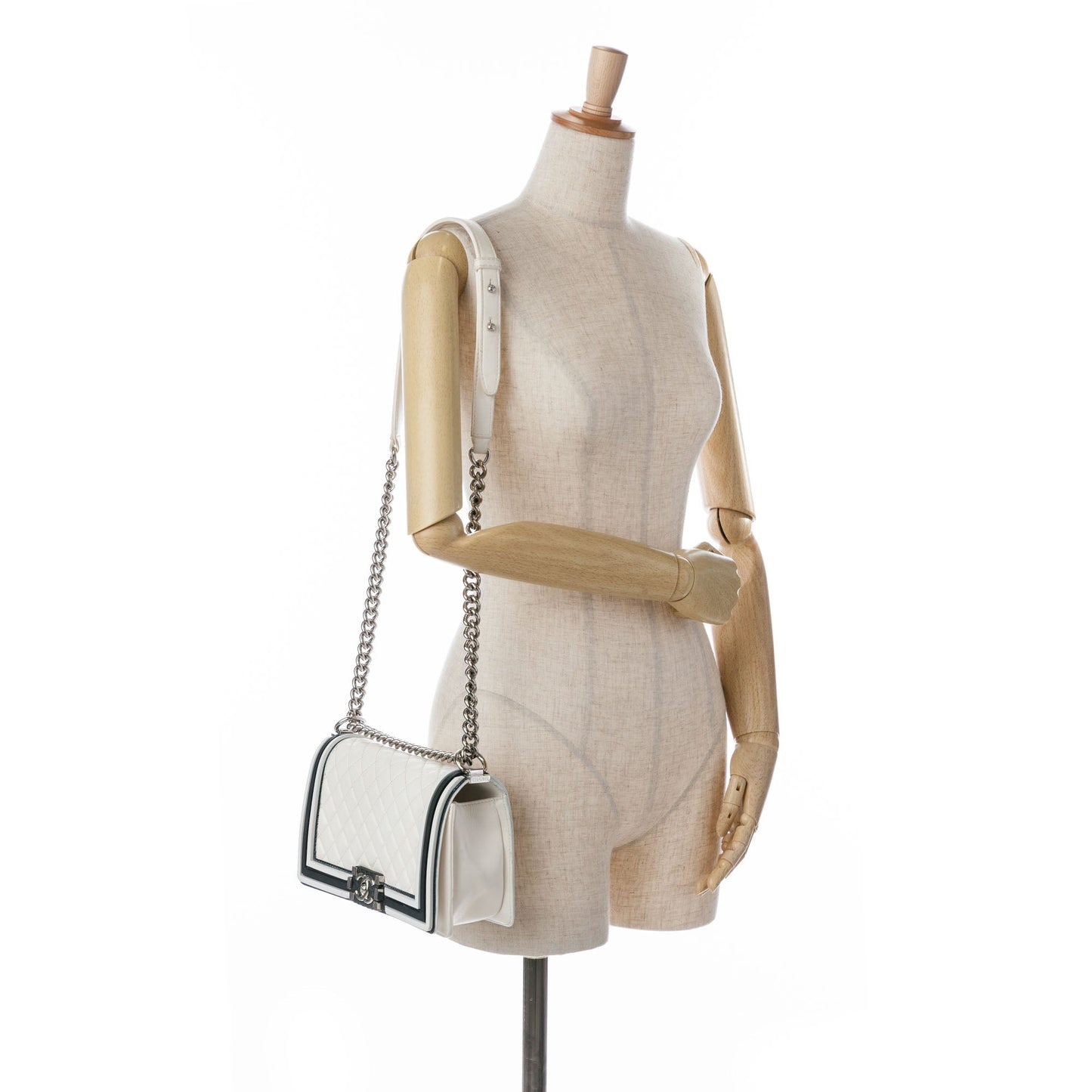 White Chanel Medium Bicolor Lambskin and Rubber Boy Flap Shoulder Bag