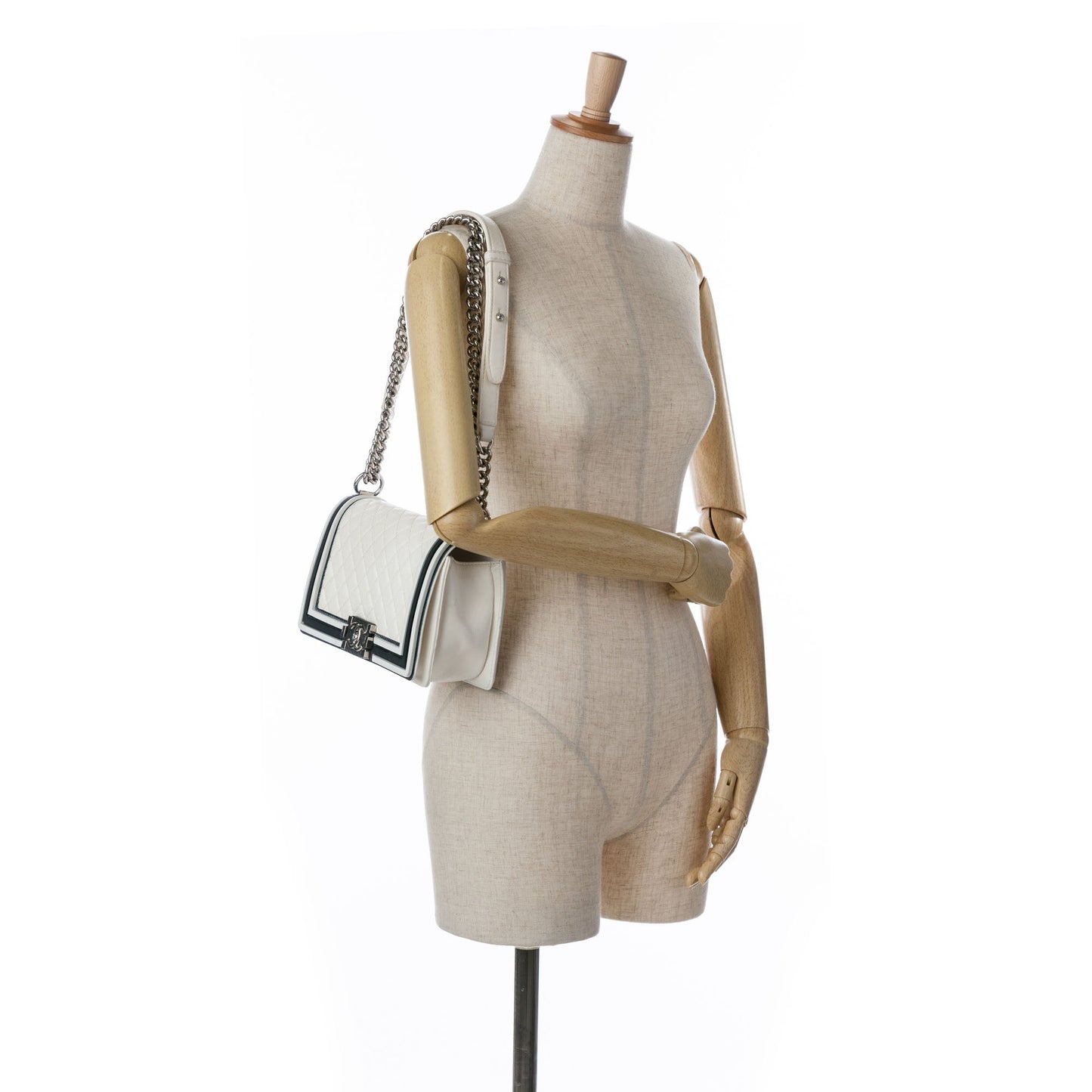 White Chanel Medium Bicolor Lambskin and Rubber Boy Flap Shoulder Bag