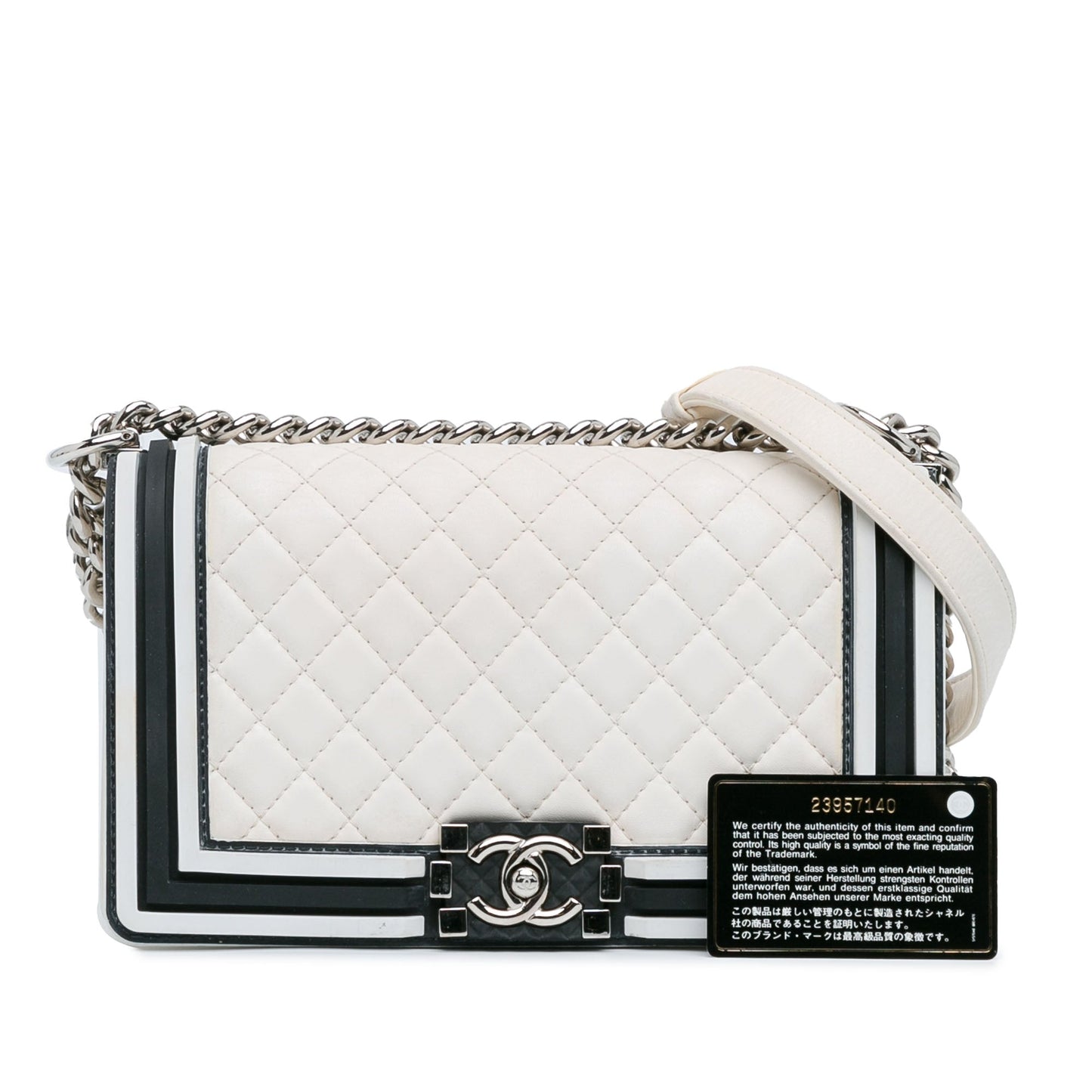 White Chanel Medium Bicolor Lambskin and Rubber Boy Flap Shoulder Bag