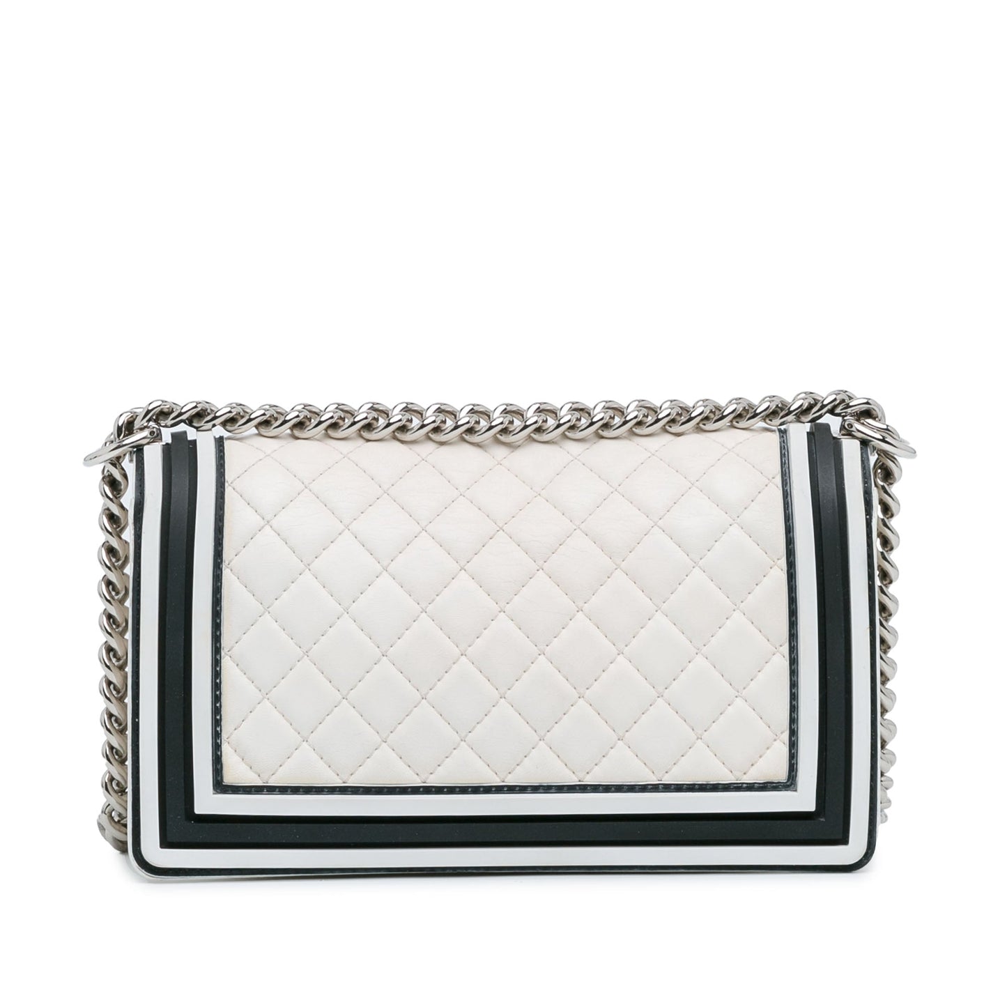 White Chanel Medium Bicolor Lambskin and Rubber Boy Flap Shoulder Bag