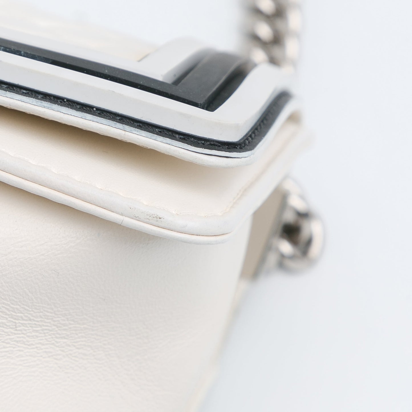 White Chanel Medium Bicolor Lambskin and Rubber Boy Flap Shoulder Bag