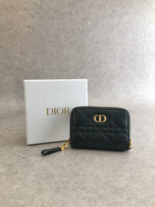 Christian Dior CD Logo Coin Purse Black Vintage hhfipp