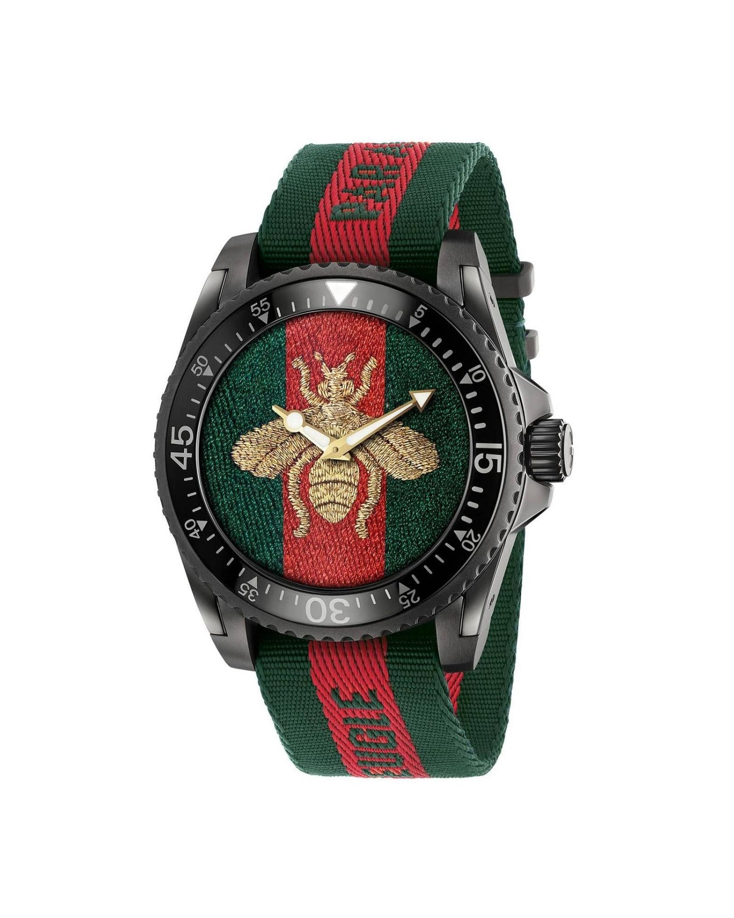 Gucci Dive Bee Embroidery Watch Men Green Watches