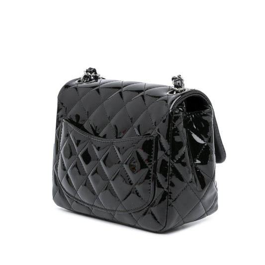 Black Chanel Mini Square Classic Patent Single Flap Crossbody Bag