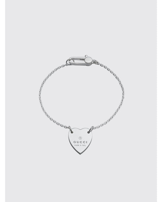 Gucci Heart Charm Bracelet Sterling Silver Women Jewelry Silver