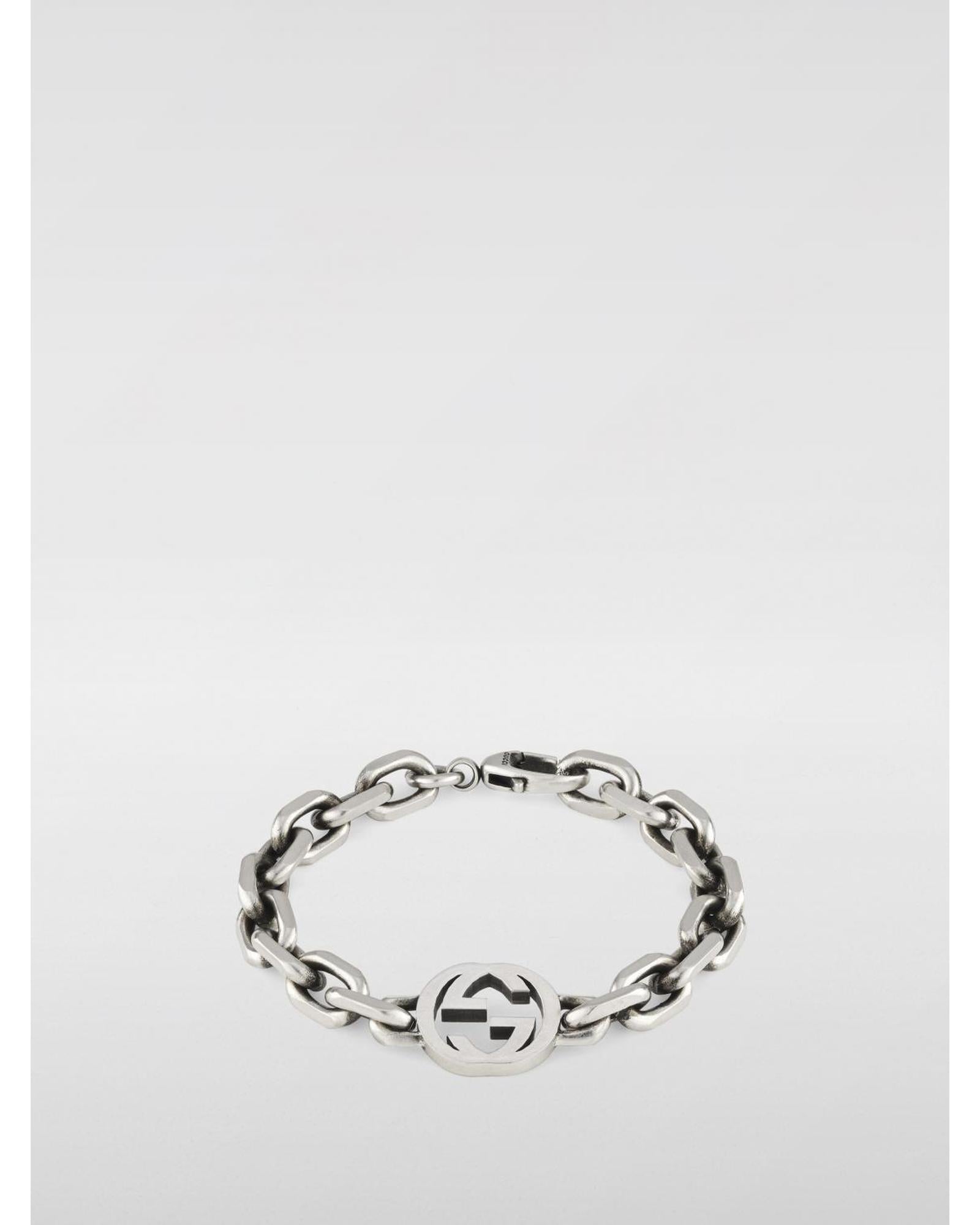 Gucci Chain Bracelet with Logo Medallion Women Silver Jewelry Silver