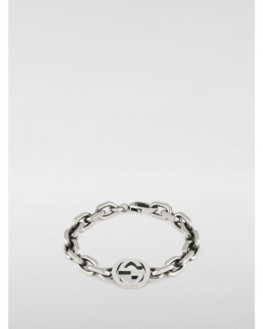 Gucci Chain Bracelet with Logo Medallion Women Silver Jewelry Silver