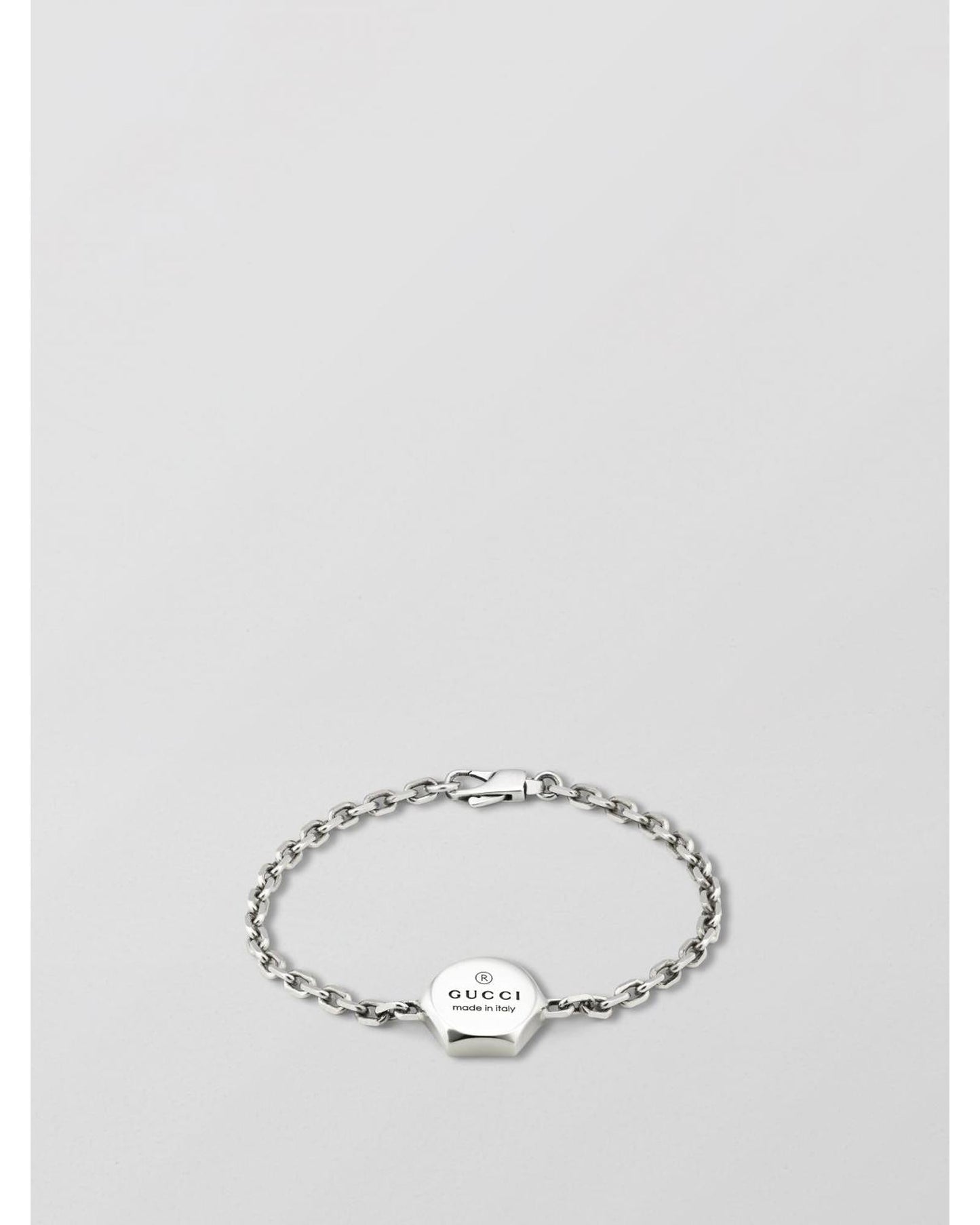 Gucci Hexagon Logo Charm Bracelet Women Silver Jewelry Silver