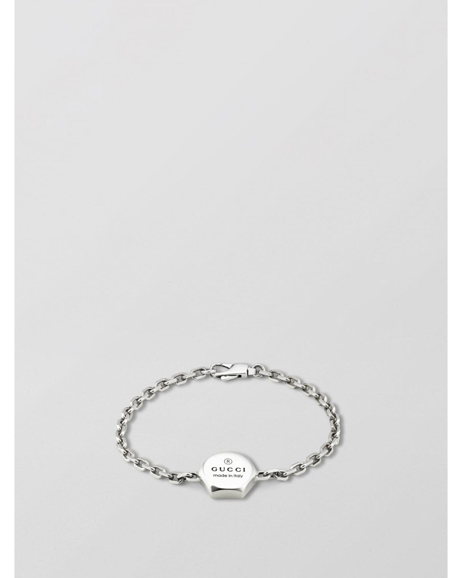 Gucci Hexagon Logo Charm Bracelet Women Silver Jewelry Silver