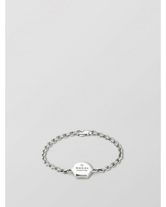 Gucci Hexagon Logo Charm Bracelet Women Silver Jewelry Silver