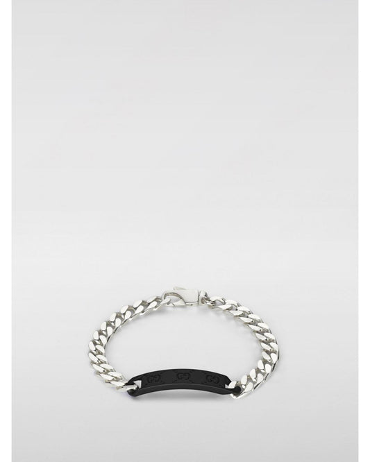 Gucci Chain Bracelet with Enamel Plate Women Silver Jewelry Silver