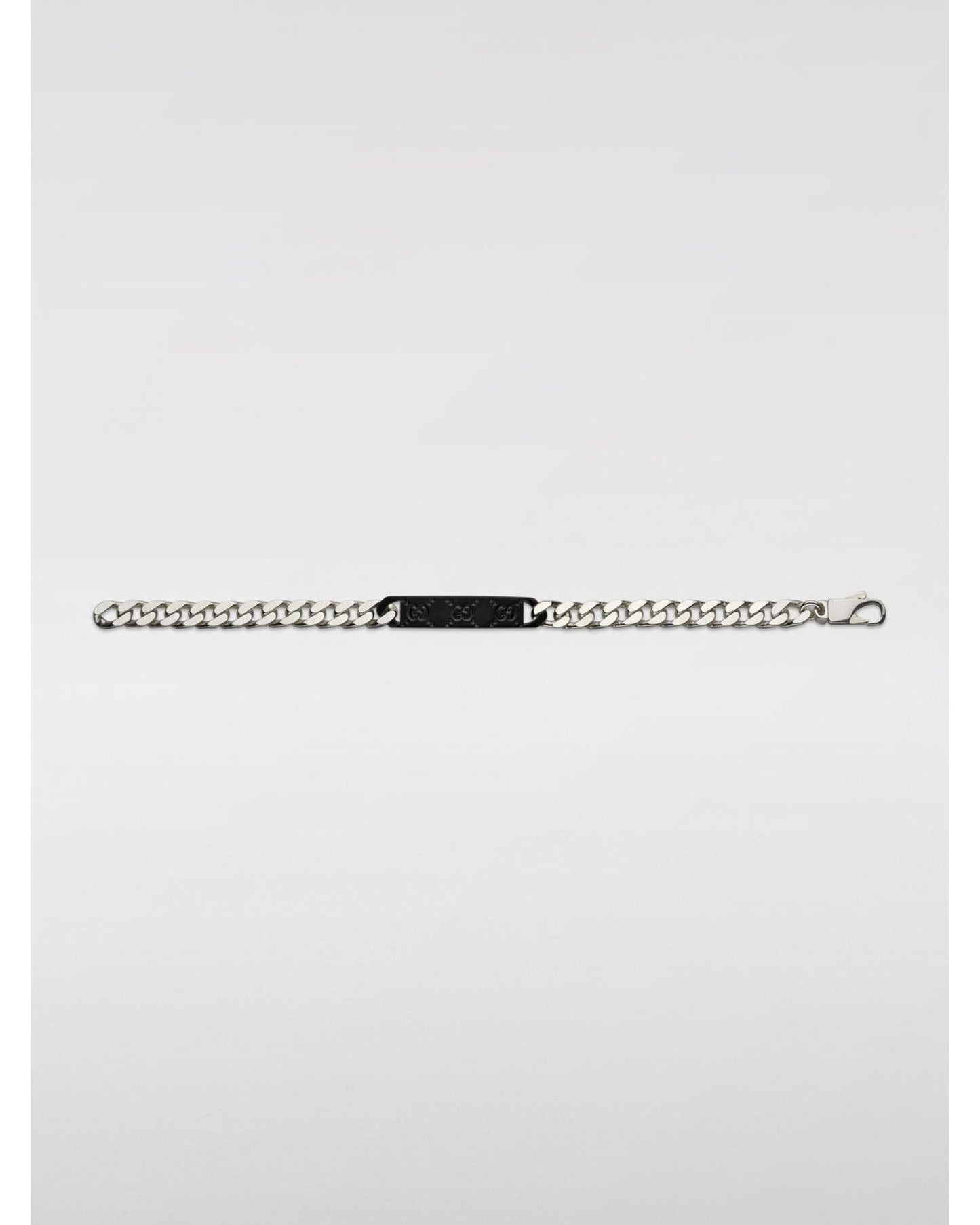 Gucci Chain Bracelet with Enamel Plate Women Silver Jewelry