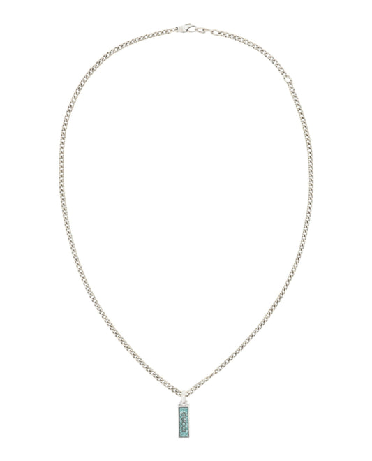 Gucci Womens Sterling Silver Logo Plaque Necklace