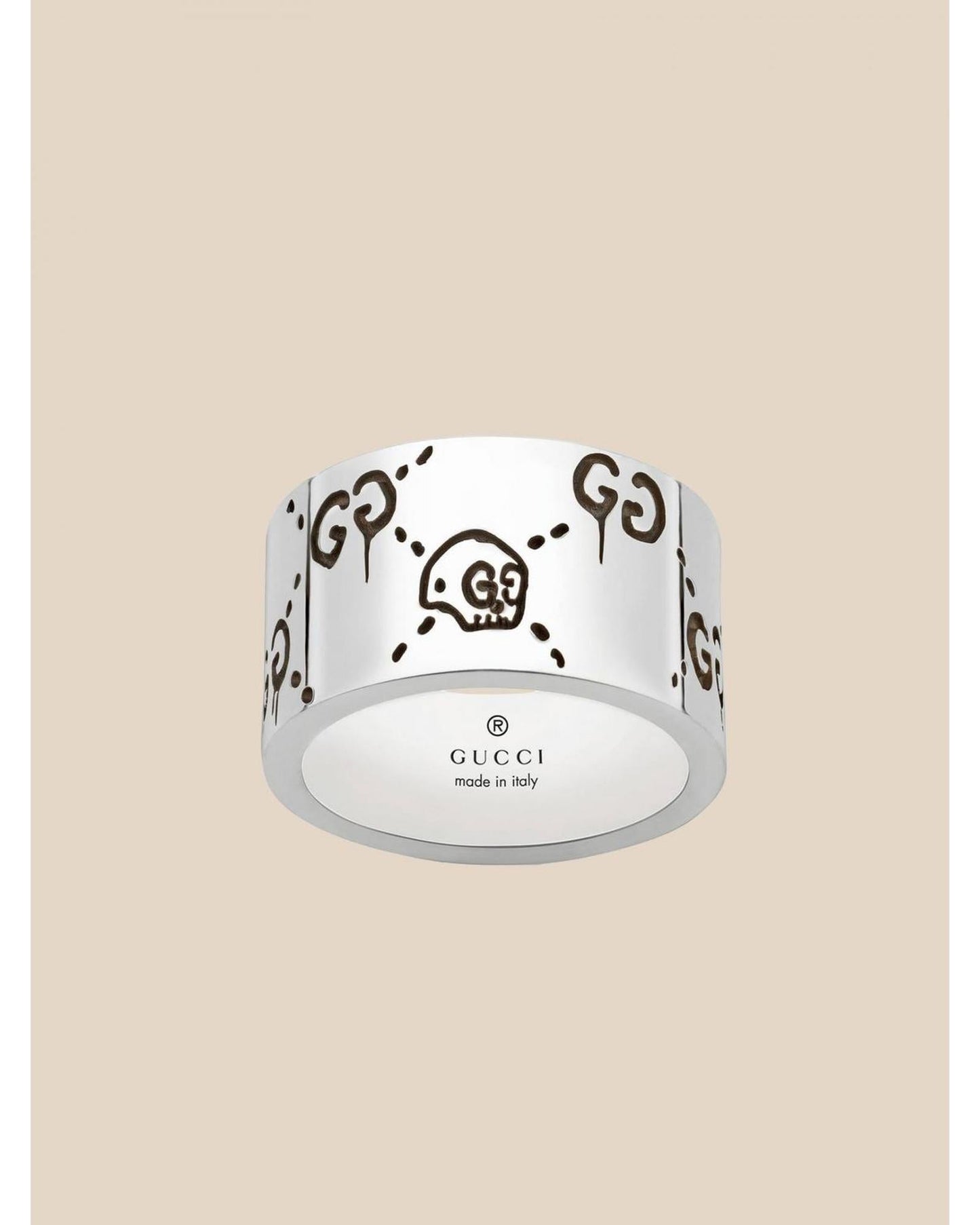 Gucci Silver Skull Ring Logo Women Jewelry Silver