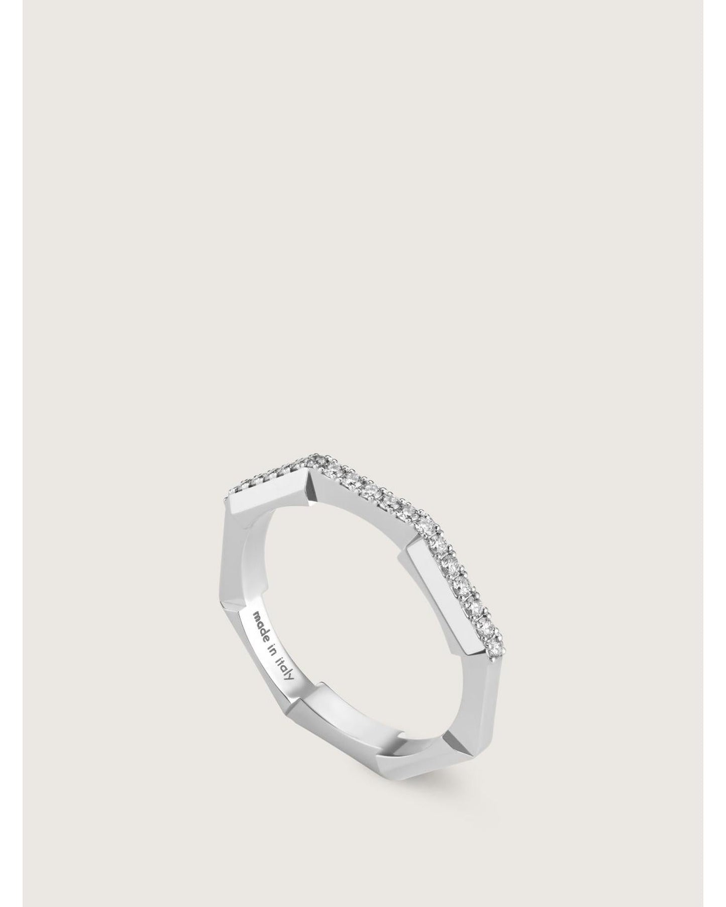 Gucci Hexagon Diamond Band Ring Women Gold Jewelry Gold