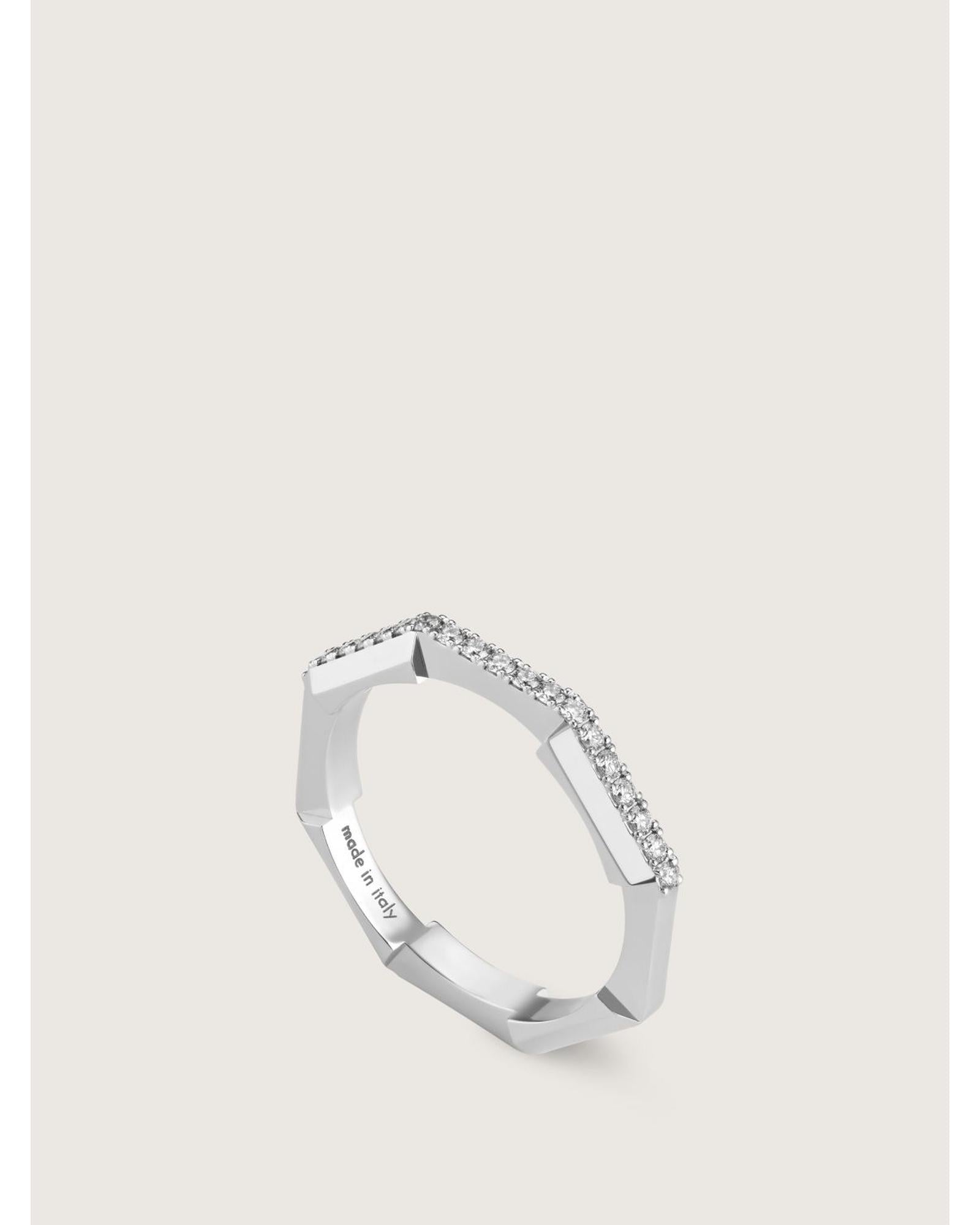 Gucci Hexagon Diamond Band Ring Women Gold Jewelry Gold