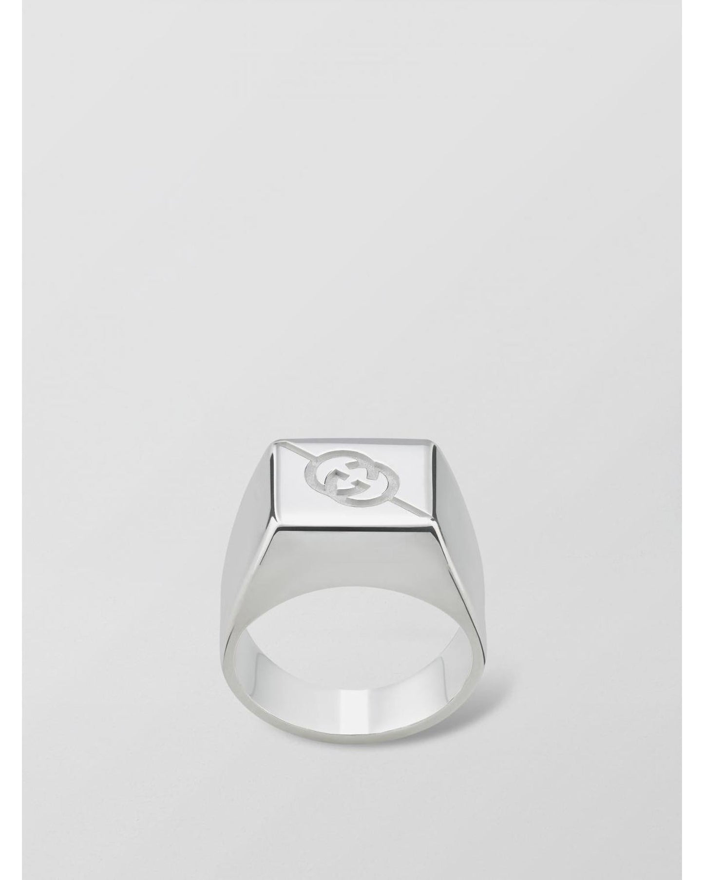 Gucci Signet Ring Logo Engraved Women Silver Jewelry Silver