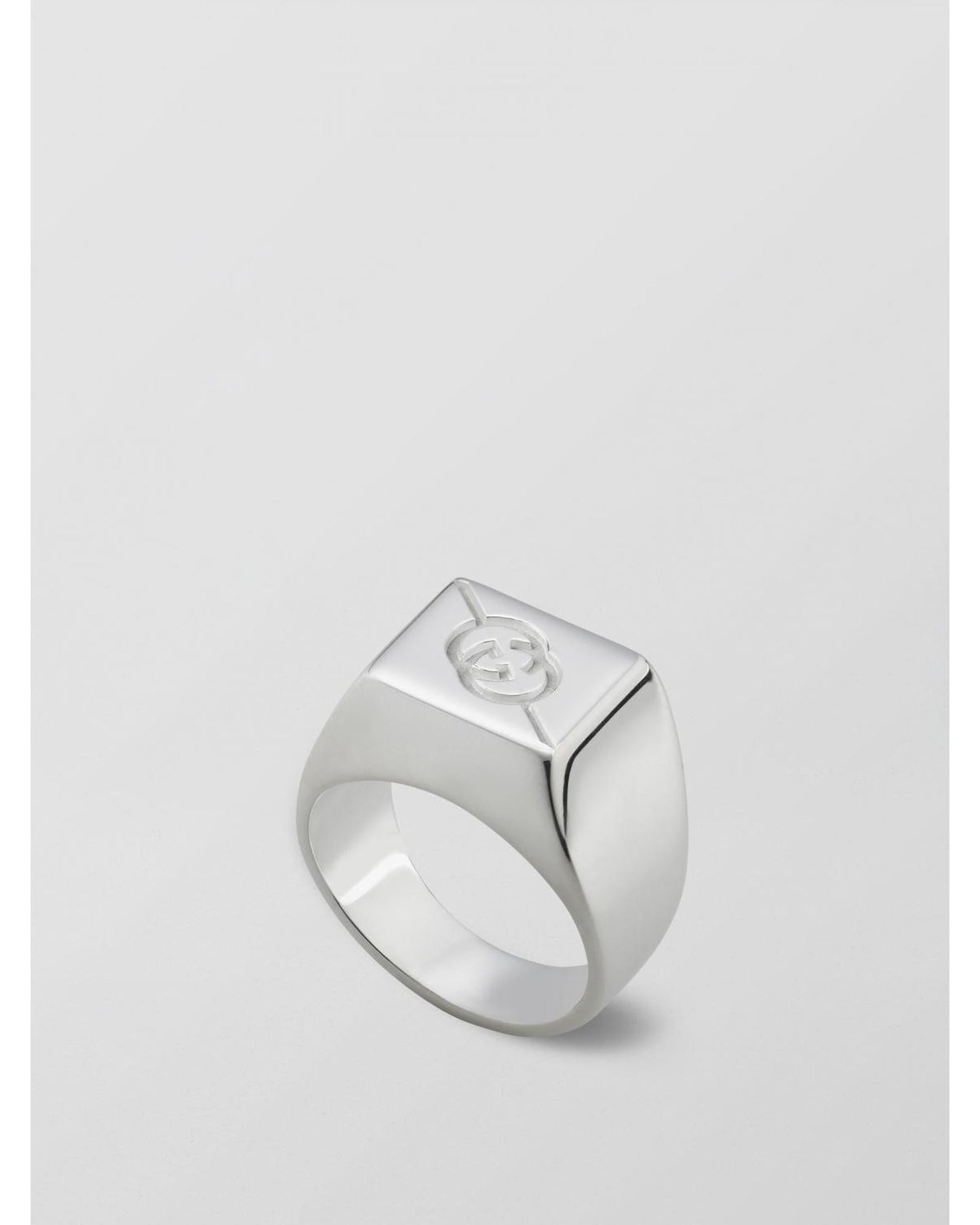 Gucci Signet Ring Logo Engraved Women Silver Jewelry