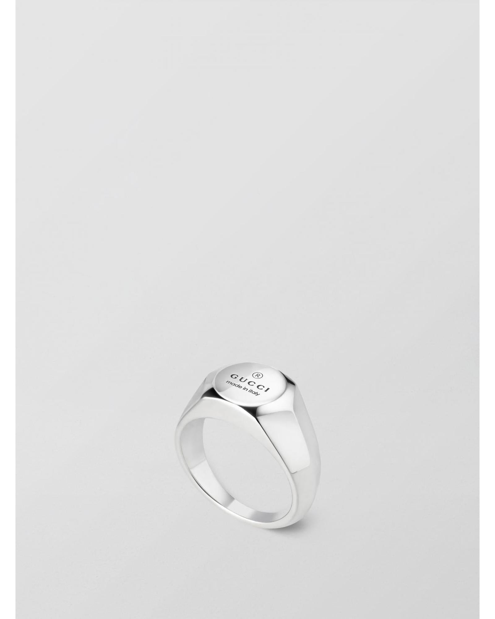 Gucci Signet Ring Sterling Silver Logo Women Jewelry Silver