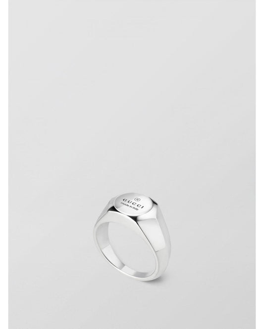 Gucci Signet Ring Sterling Silver Logo Women Jewelry Silver