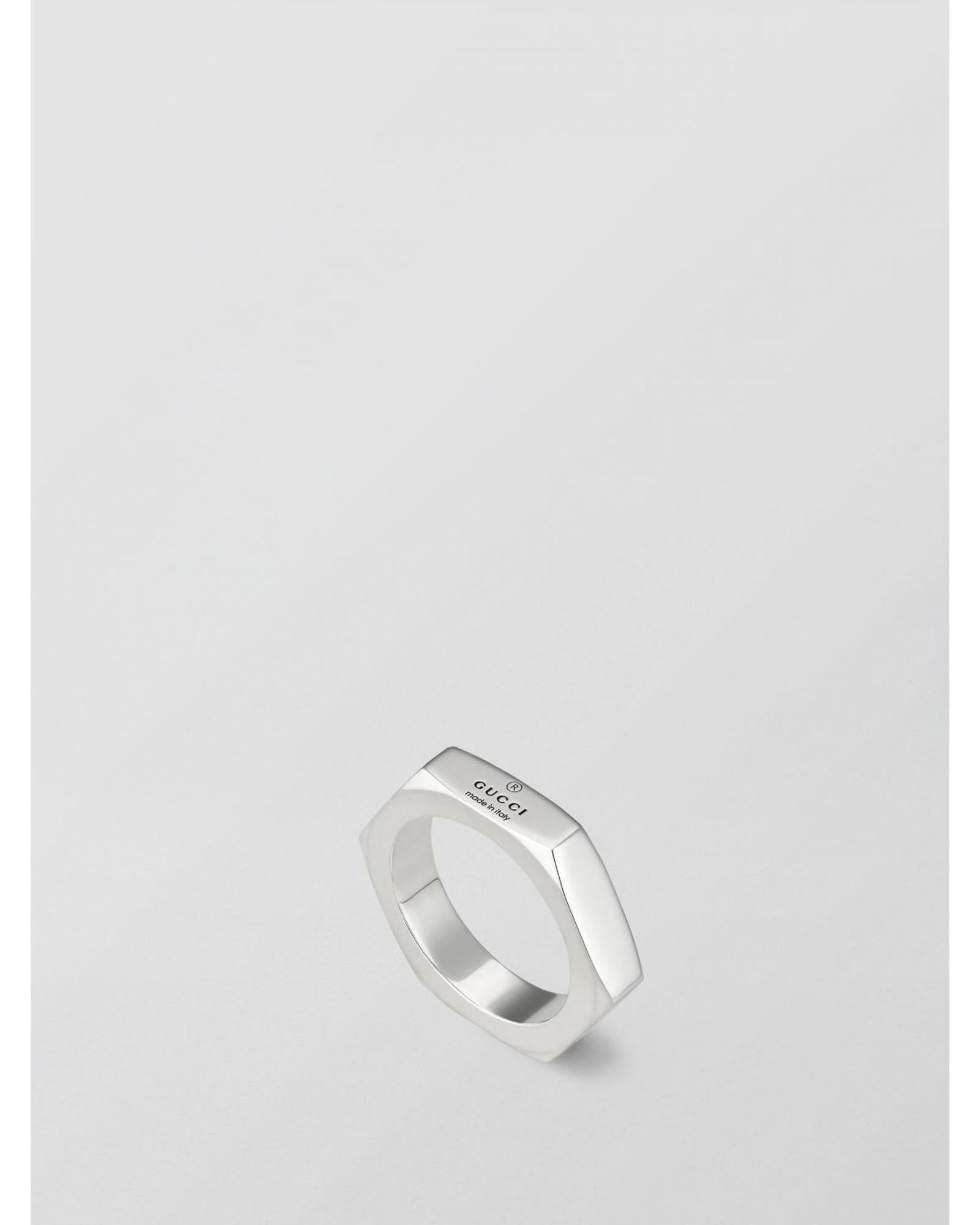 Gucci Hexagon Ring Sterling Silver Minimalist Women Jewelry Silver