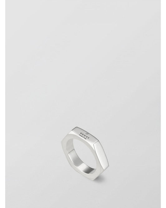 Gucci Hexagon Ring Sterling Silver Minimalist Women Jewelry Silver