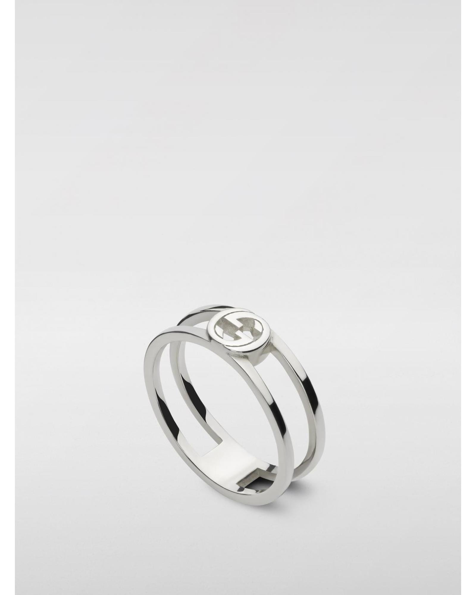 Gucci Double Band Ring with Logo Women Silver Jewelry Silver