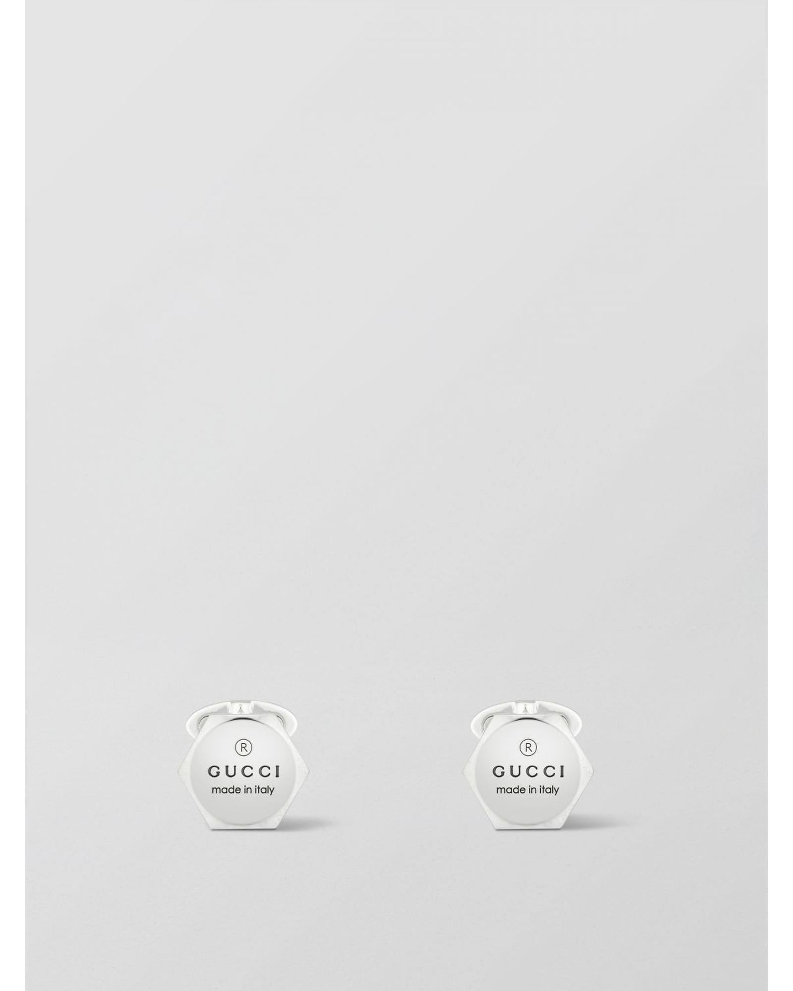 Gucci Hexagon Cufflinks Logo Detail Women Silver Jewelry Silver