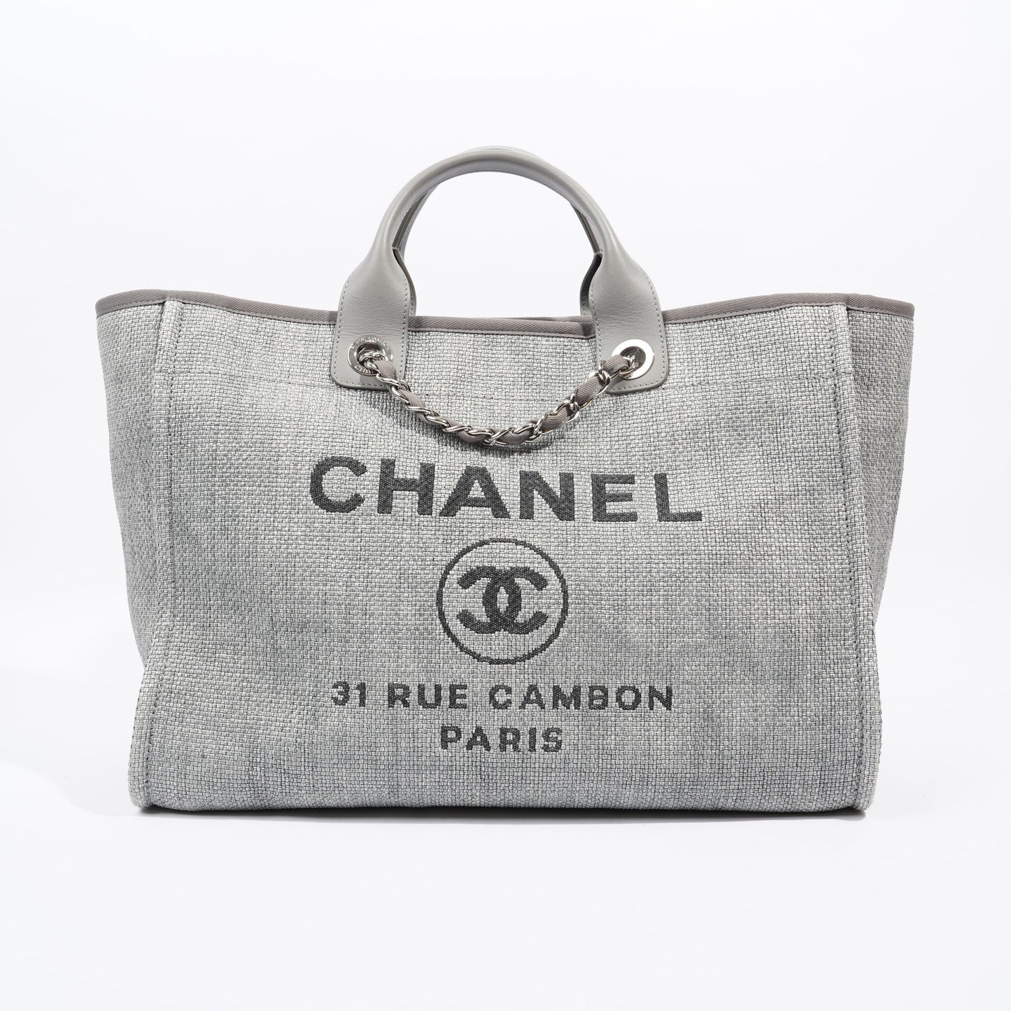 Chanel Deauville Bag Grey Canvas Small