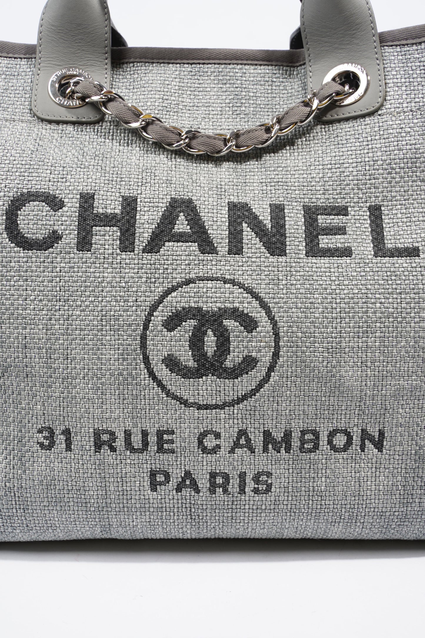 Chanel Deauville Bag Grey Canvas Small