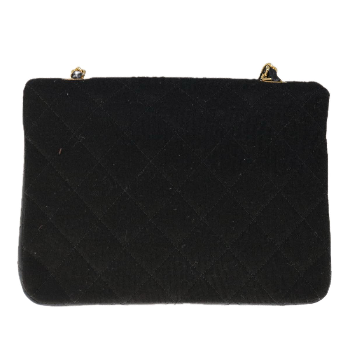 CHANEL Matelasse Turn Lock Chain Shoulder Bag Cotton Black CC Auth yk10415