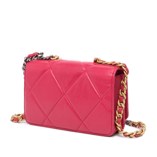 Pink Chanel Quilted Lambskin 19 Wallet on Chain Crossbody Bag