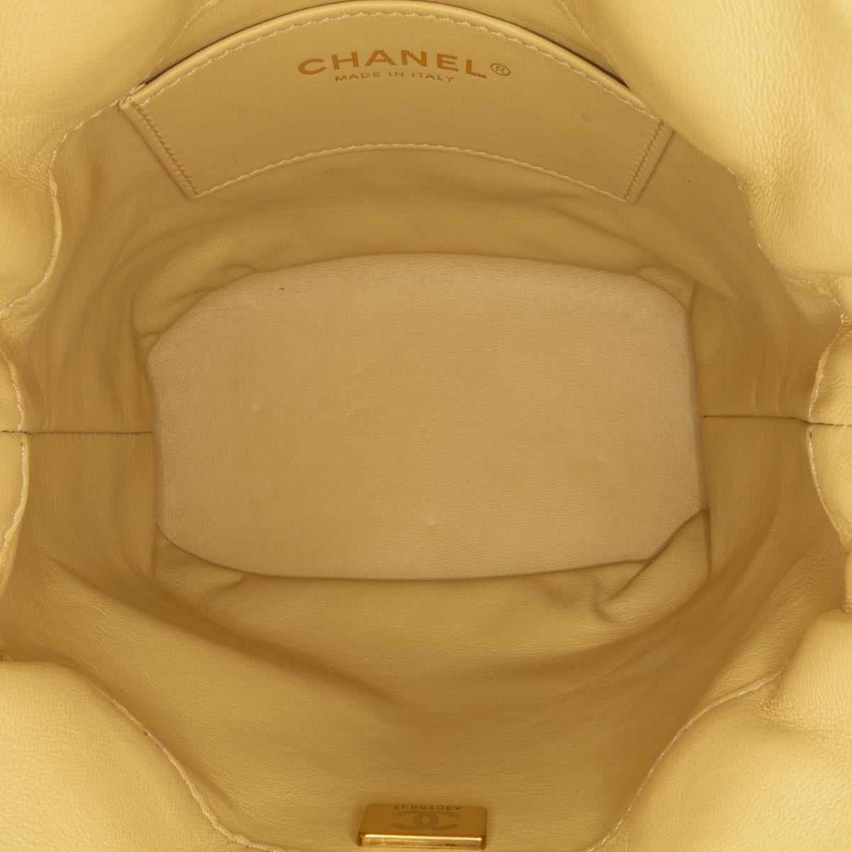 Yellow Chanel Mini Lambskin Pending CC Bucket Bag