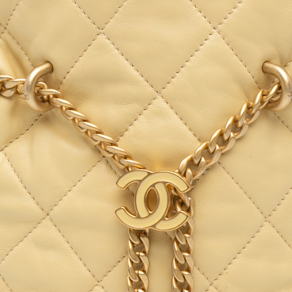 Yellow Chanel Mini Lambskin Pending CC Bucket Bag