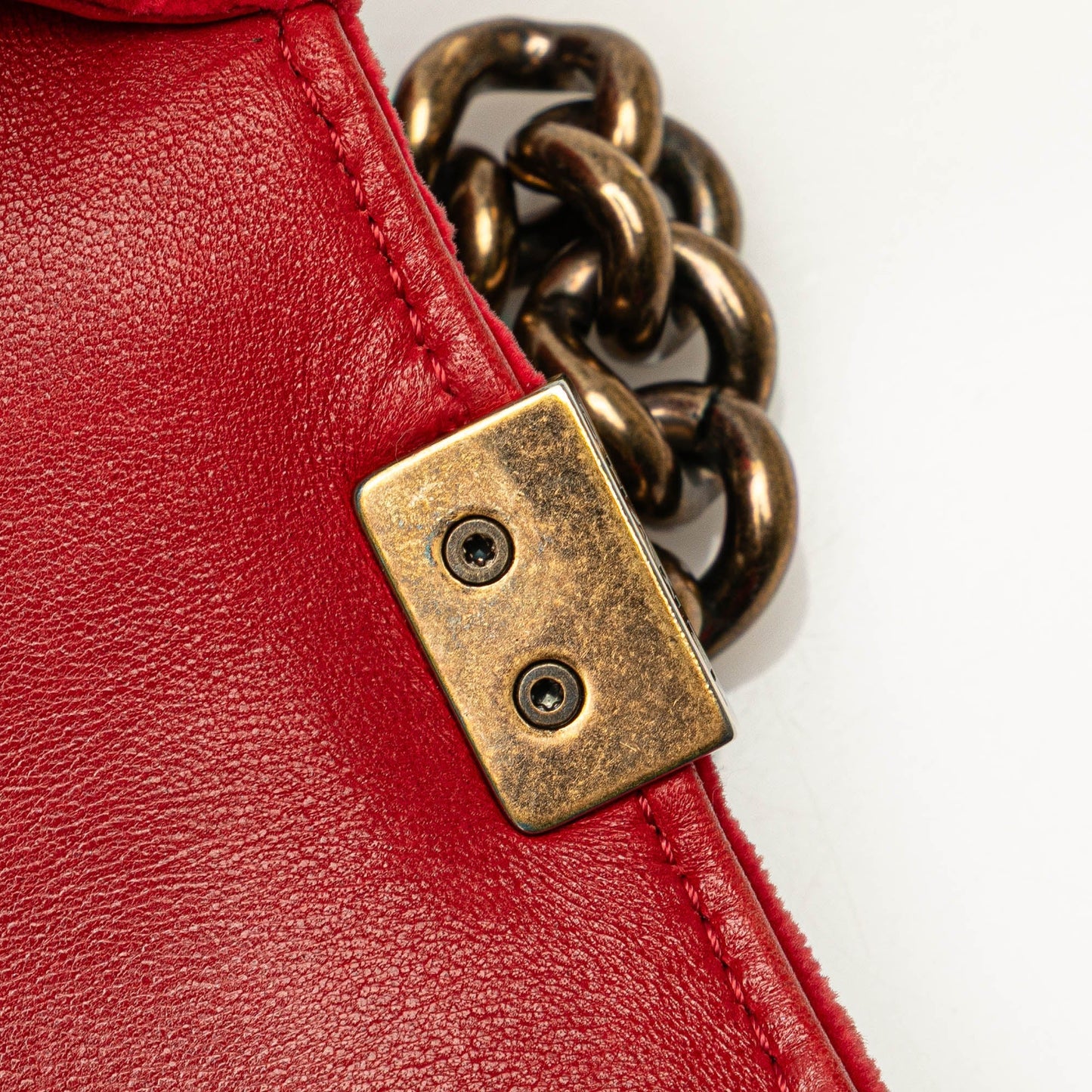 Red Chanel Medium Velvet and Tweed Boy Flap Crossbody Bag