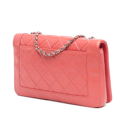 Pink Chanel Crumpled Calfskin Bi Quilted Vintage Full Flap Shoulder Bag